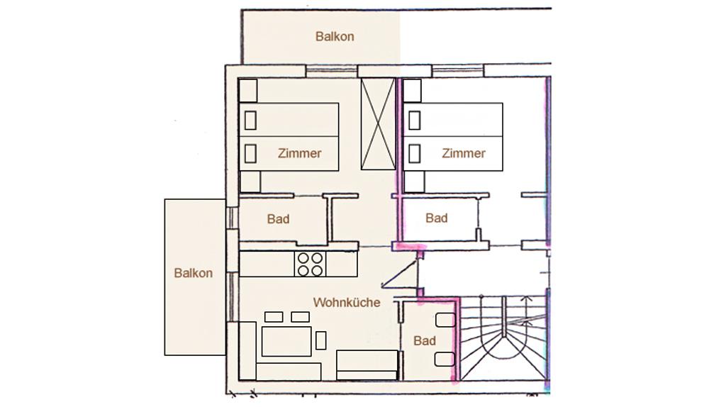 Skizze Nussbaumferienwohnung